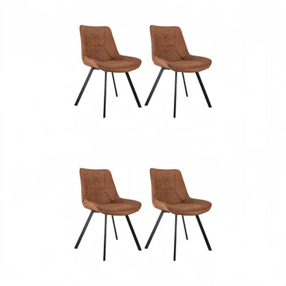 Set di 2 sedie da pranzo moderne in ecopelle con gambe in metallo marrone, per ufficio/soggiorno, 75 × 45 × 57 cm