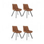 Set di 2 sedie da pranzo moderne in ecopelle con gambe in metallo marrone, per ufficio/soggiorno, 75 × 45 × 57 cm