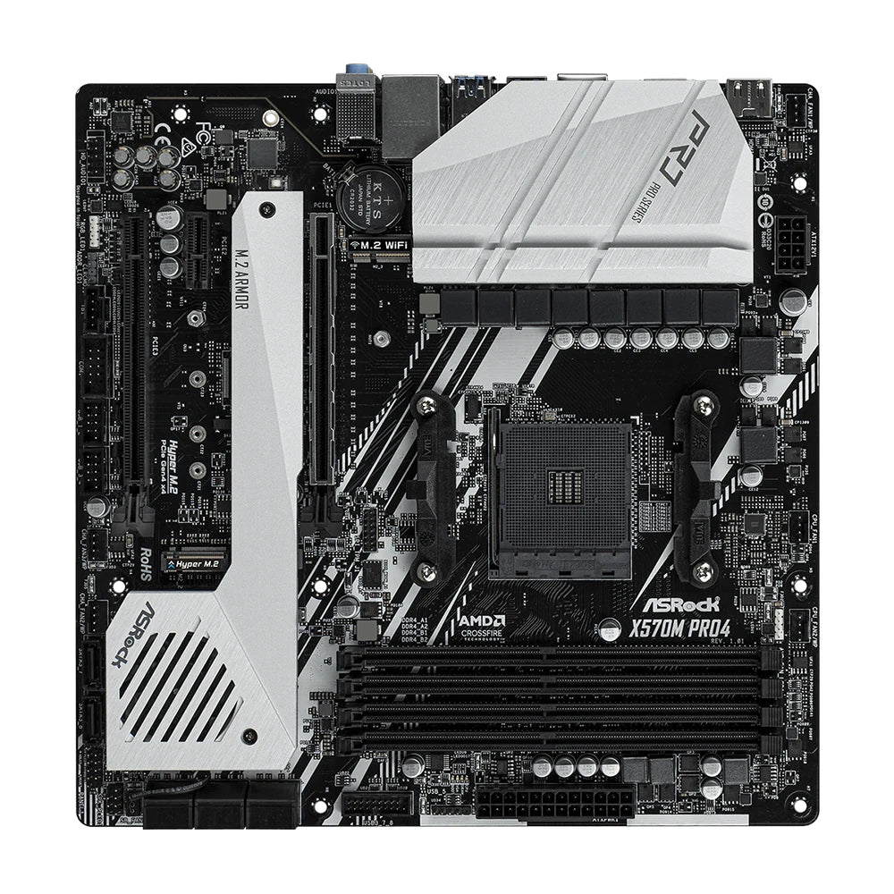 Scheda Madre ASRock X570M Pro4 AMD X570 AM4 Supporta CPU 5800X3D 5700X3D 5600G 4xDDR4 4200MHz PCIe4.0 M.2 NVME MATX