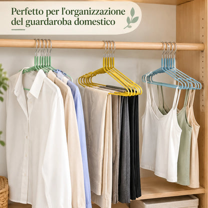 Set appendiabiti in metallo rivestito in vinile, larghezza 40 cm, antiscivolo, salvaspazio, grucce per vestiti, camicie, giacche, organizer per guardaroba, disponibili in 3 colori