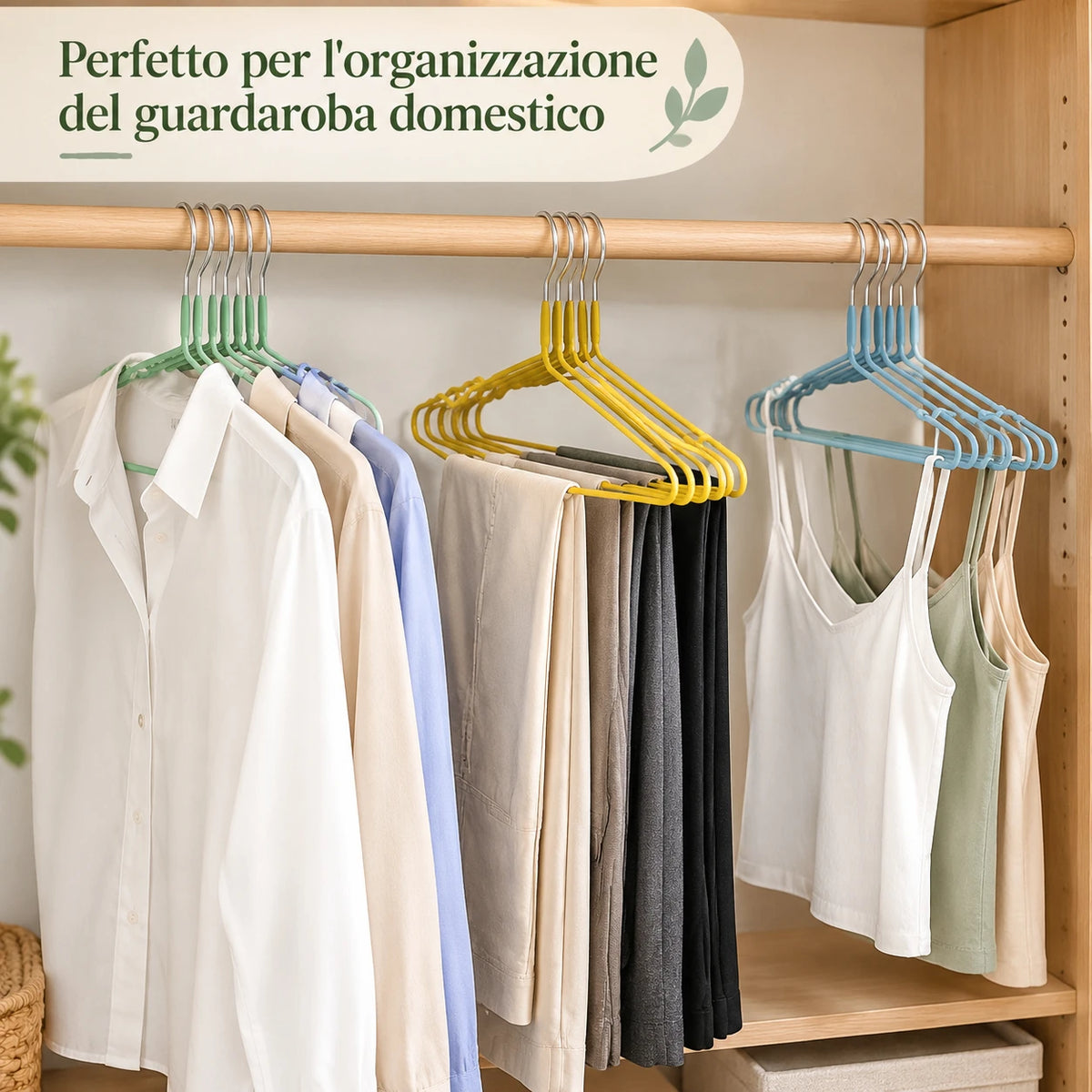 Set appendiabiti in metallo rivestito in vinile, larghezza 40 cm, antiscivolo, salvaspazio, grucce per vestiti, camicie, giacche, organizer per guardaroba, disponibili in 3 colori