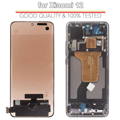 Display AMOLED da 6,28 pollici per Xiaomi 12 (2201123G, 2201123C) - Gruppo digitalizzatore touchscreen LCD con telaio per Xiaomi Mi 12