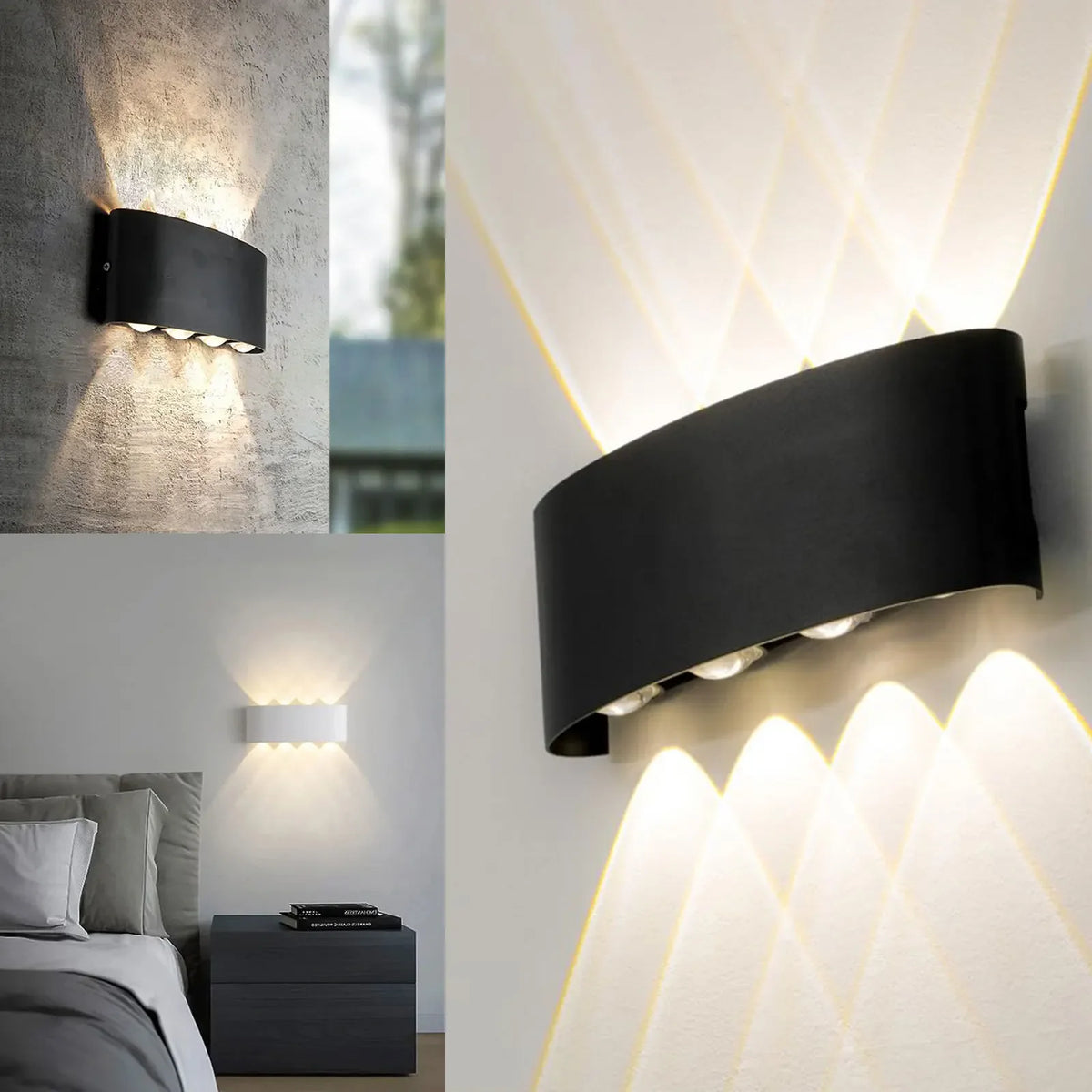 Lampada da parete a LED IP65 AC86-265V/DC12V-24V Illuminazione da giardino impermeabile per esterni Lampada da parete per scale per camera da letto interna in alluminio