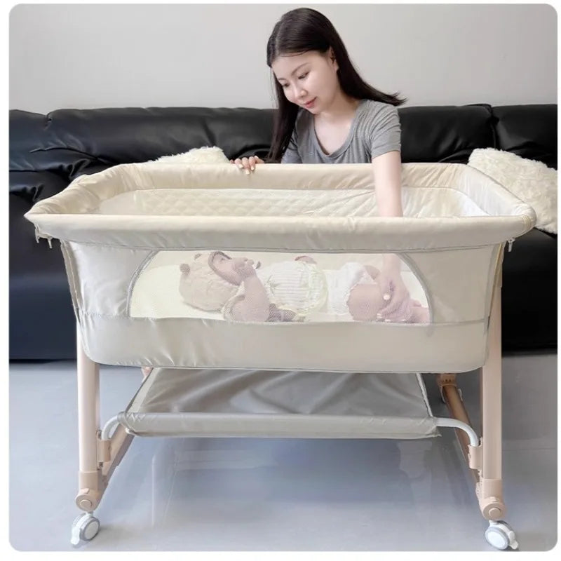 Culla per bambini, giunzione portatile, culla per lettino, culla da comodino per bambino, culla da comodino 3 in 1 con ruote