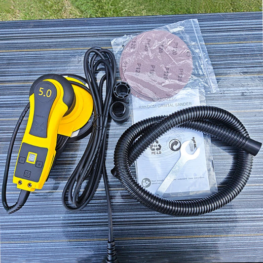 Lucidatrice per legno senza spazzole da 360W, levigatrice orbitale casuale multifunzione da 6 pollici con corsa eccentrica di 5,0 mm, 220V/110V, 7 velocità variabili.