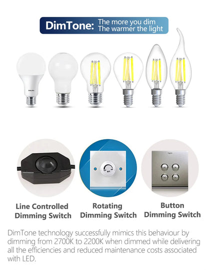 Philips Master LED Candela E14 Lampade a filamento 3,4 W = 40 W) B35 Lampadine trasparenti 220-240 V DimTone Dimmerabile Luce bianca calda per interni