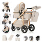 Passeggino 3 in 1 High Landscape per Neonati, Carrozzina Pieghevole Portatile di Lusso con Seggiolino Auto e Navicella da Viaggio