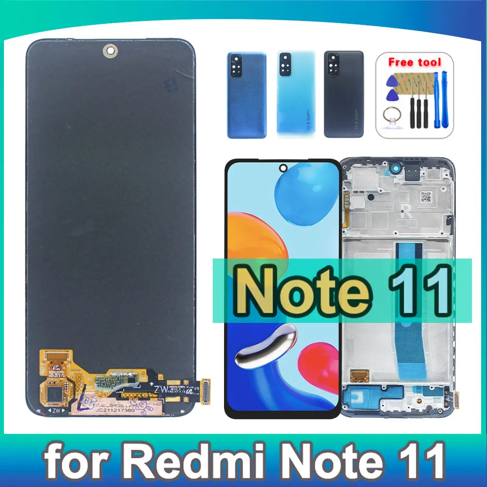 Display LCD da 6,43 pollici per Redmi Note 11 4G, ricambio digitalizzatore touchscreen per 2201117TY 2201117TG, schermo LCD con cornice