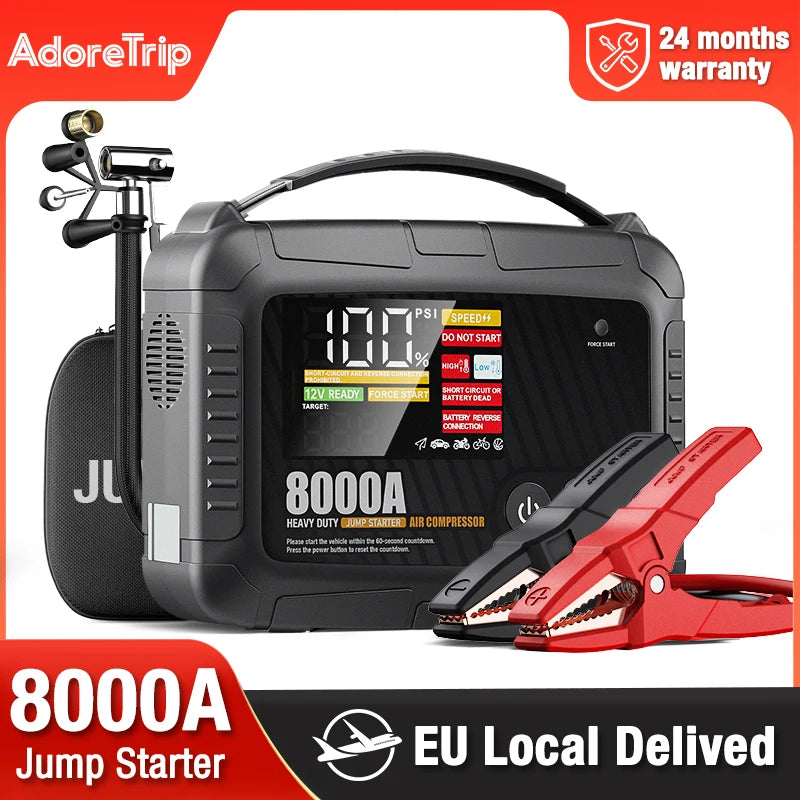 Avviatore di emergenza per auto professionale per impieghi gravosi 8000A con pompa d'aria Potente dispositivo di avviamento per avviamento per batteria per auto 12V