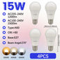 Confezione da 1-10 Lampadine LED 15W 120V 220V 3000K 4000K 6000K Luce Diurna CRI80 Senza Sfarfallio per Illuminazione Domestica Camera da Letto