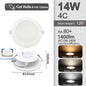 Confezione da 1-10 Faretti LED 3 CCT con Cambio Colore 3000K 4000K 6500K AC 110V 220V, Luce da Soffitto 6W 10W 14W 17W 20W 24W per Casa e Ingresso
