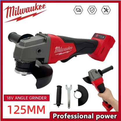 Smerigliatrice Angolare Milwaukee 125mm, Macchina per Lucidatura e Taglio, Interruttore a Leva Senza Blocco, Utensili Elettrici a Batteria