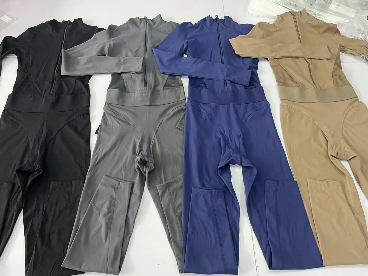 Tuta da donna Set da yoga Tuta intera Pagliaccetti femminili Abbigliamento da yoga ad asciugatura rapida Tute da allenamento Tuta sportiva a maniche lunghe