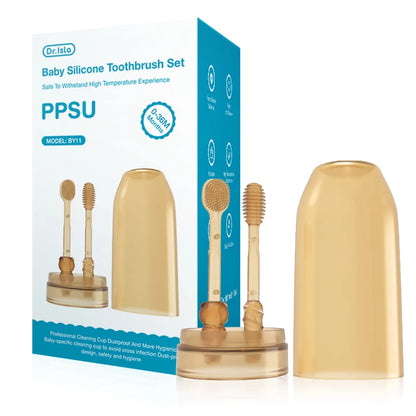 MAMIJOY 3-in-1 Spazzolino per lingua in silicone per bambini Infantile per bambini Igiene orale Spazzolino da denti Spazzolino da denti per addestramento con coperchio BPA gratuito BY11