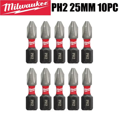 Punte per Trapano a Impatto Milwaukee Shockwave PH2, Serie di Punte per Avvitatore da 25mm/50mm/90mm