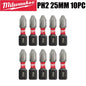 Punte per Trapano a Impatto Milwaukee Shockwave PH2, Serie di Punte per Avvitatore da 25mm/50mm/90mm