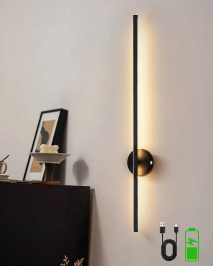 Lampade da parete a LED con batteria ricaricabile wireless con telecomando 3CCT 360 °   Lampada da parete a LED dimmerabile con interruttore tattile girevole nera