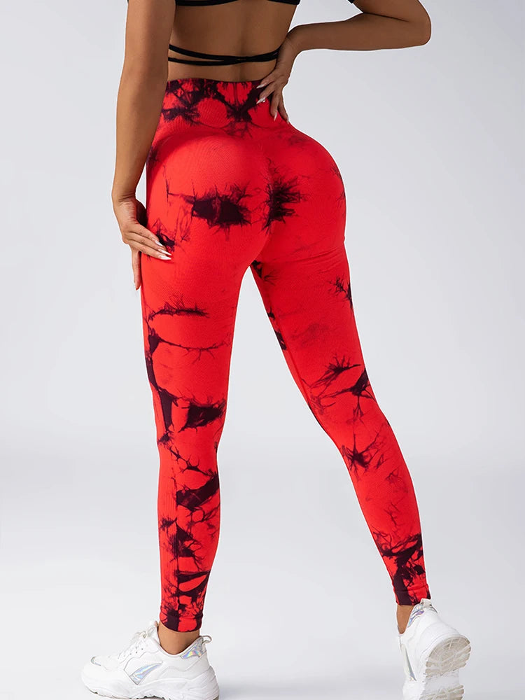 CZGUKE Leggings Tie-Dye da Donna a Vita Alta, Modellanti, Contenitivi, Push-Up, Senza Cuciture, per Yoga e Allenamento in Palestra