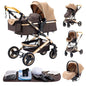 Passeggino 3 in 1 Facile da piegare Telaio in alluminio ad alto paesaggio Passeggino neonato con ruota in gomma per assorbimento degli urti a quattro ruote
