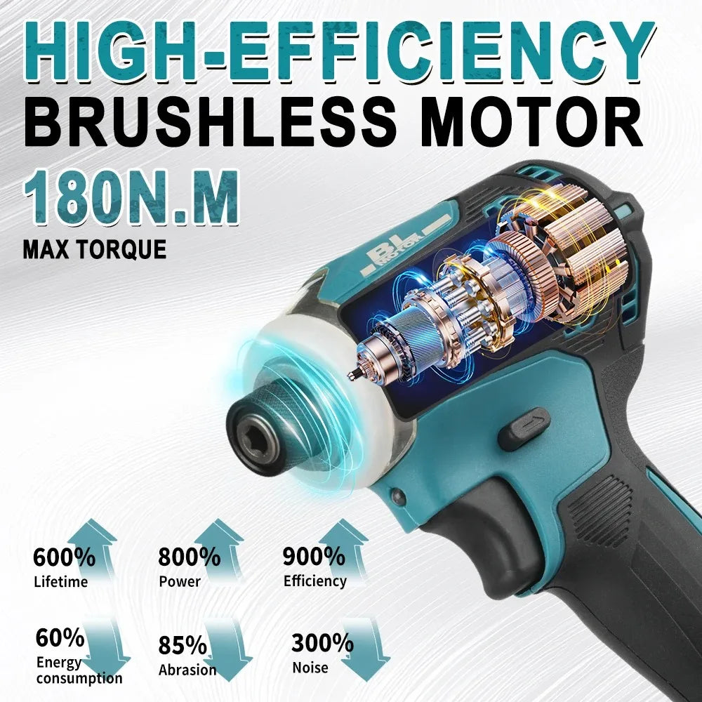Makita DTD171 Avvitatore a Impulsi Brushless 18V, Ricaricabile, con Luce LED, Solo Corpo Macchina