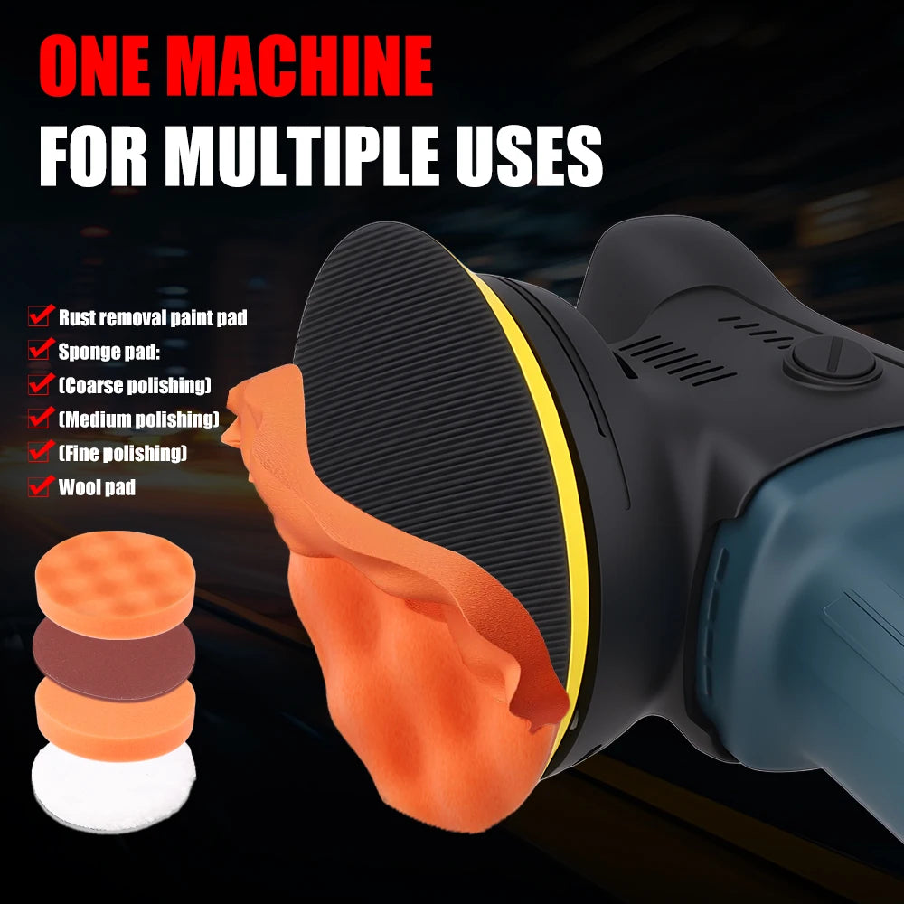 Podofo, set da 24 pezzi, lucidatrice a disco orbitale con 6 velocità variabili, 980 W, 220 V, 550-3300 giri/min, ideale per la lucidatura, la ceratura e la pulizia di autoveicoli.