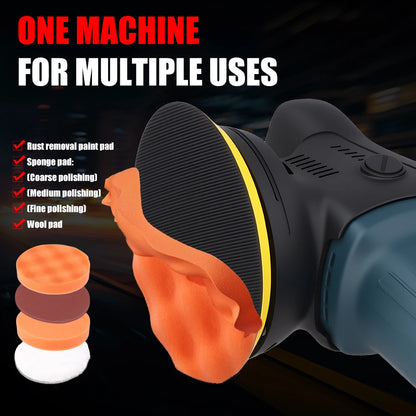 Podofo, set da 24 pezzi, lucidatrice a disco orbitale con 6 velocità variabili, 980 W, 220 V, 550-3300 giri/min, ideale per la lucidatura, la ceratura e la pulizia di autoveicoli.