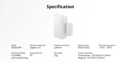 SONOFF SNZB-04P Sonoff Zigbee Sensore porta SNZB 04P Collegamento scena intelligente locale Avviso antimanomissione Sicurezza domestica Funziona con Alexa Google