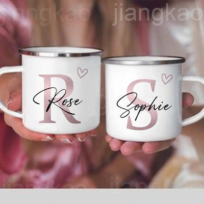 Tazza personalizzata Iniziale a cuore con nome Tazza da caffè Tè personalizzato Tazze di cioccolata calda Sposa Damigella d'onore Regali per la festa della mamma per lei