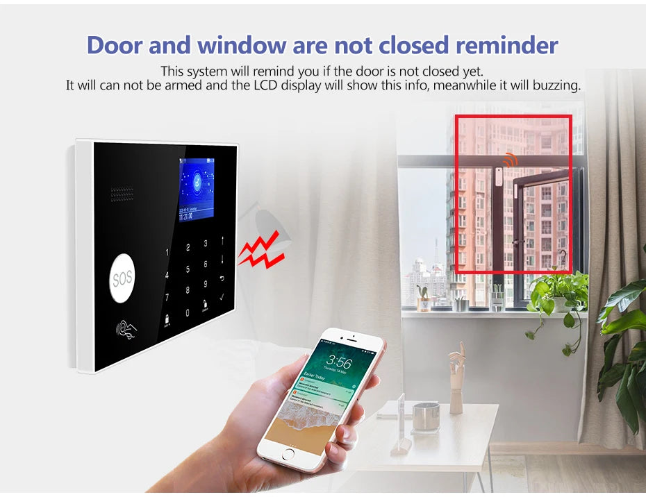 Sistema di Allarme KERUI WIFI GSM con Supporto per 3 Zone Cablate, Allarme Domestico Antifurto Compatibile con Tuya Smart, Sensore PIR 433MHz per Protezione di Sicurezza