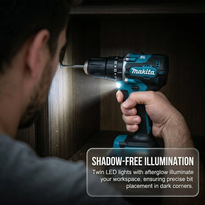 Trapano Avvitatore a Batteria Makita Originale DDF487 18V Brushless, 2 Velocità, Mandrino Autoserrante da 10mm per Fai-da-Te e Ristrutturazioni