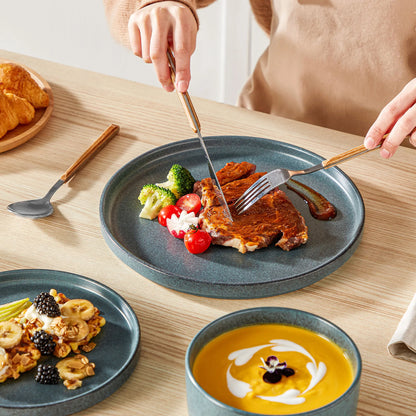 Vancasso WEBB Set di stoviglie in gres da 12 pezzi, include piatti piani, piatti da dessert e ciotole per cereali, per 4 persone