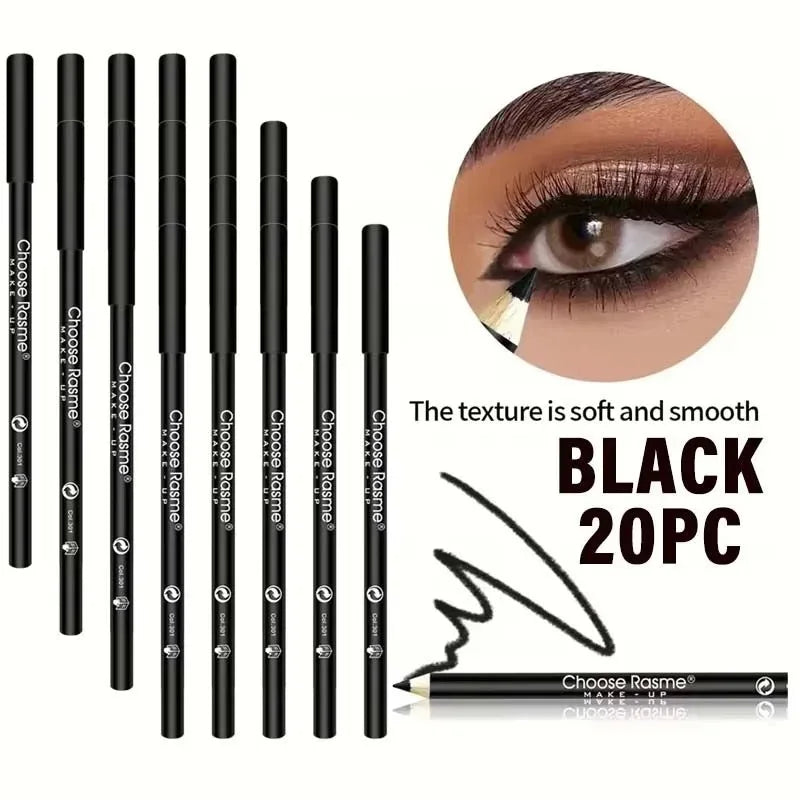 1-20 matite per eyeliner nere impermeabili - Trucco occhi punk liscio, altamente pigmentato, a lunga tenuta, resistente alle sbavature e adatto ai principianti