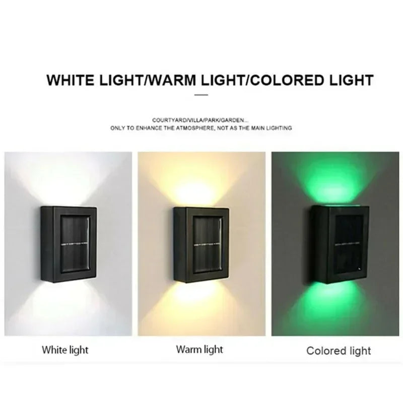 Faretti solari su e giù per esterni, lampada da parete stradale a energia solare lampada solare impermeabile da giardino decorativa