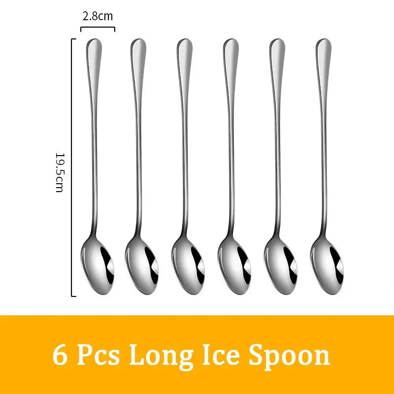 Set di posate da 24 pezzi in acciaio inossidabile, set di stoviglie, cucchiaio e forchetta, coltello, forchetta, cucchiaio da dessert, cucchiaio da tè