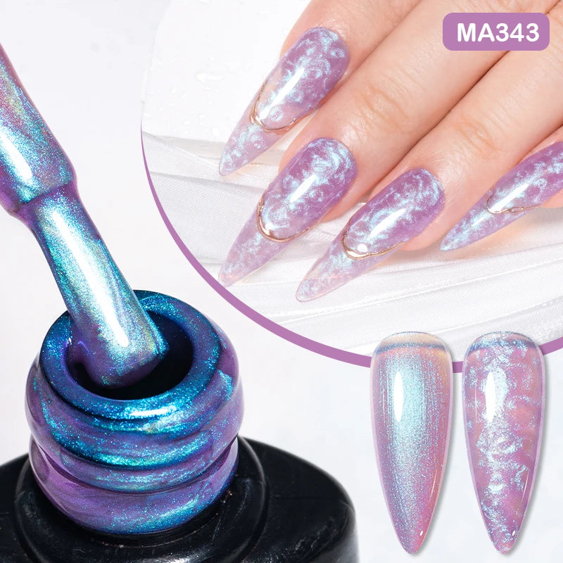 MEET ACROSS 7ml Gelatina Nuda Shimmer Base in gomma Gel Glitter Rosa Viola UV/LED Nail Art Vernis Gel Smalto per manicure Unghie FAI DA TE