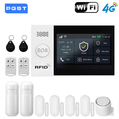 Sistema di allarme domestico wireless PGST, compatibile con Tuya, 4G/2G GSM WiFi, 433MHz, controllo da app, funziona con Alexa