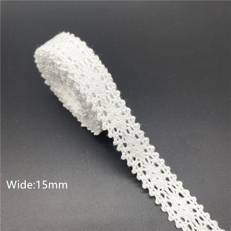 10mm-50mm 2 metri di nastro di pizzo di cotone 100% bianco per abbigliamento tessuto da cucito rifiniture in cotone all'uncinetto nastro di pizzo accessori fatti a mano