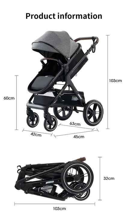 Nuovo passeggino di lusso 3 in 1 carrozzina da viaggio portatile pieghevole carrozzina alta paesaggio telaio in alluminio passeggino neonato