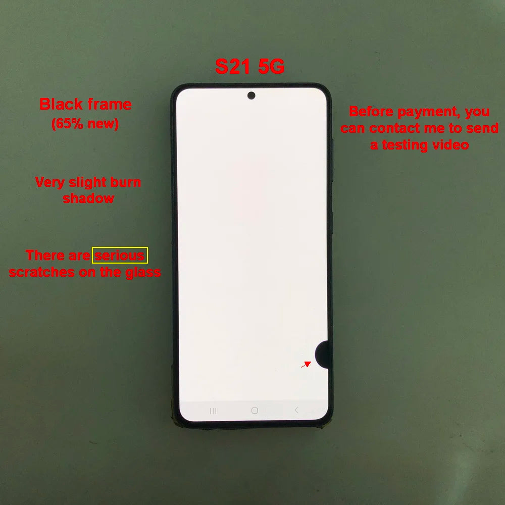 Display LCD Super AMOLED per Samsung S21 5G G990F G991F G991U G991B/DS, Schermo Touch Digitizer 6.2'' con Difetti, Ricambio Schermo