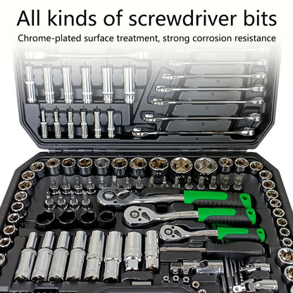 Set di strumenti di riparazione meccanica automatica da 150/46 pezzi, multifunzionale con presa, chiave e set a cricchetto, riparazione auto fai da te, kit di attrezzi meccanico