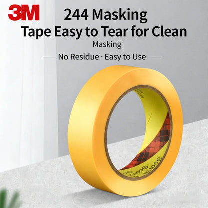 Nastro Adesivo 3M 244 Senza Tracce, Strappabile a Mano, per Verniciatura Auto, Modellismo, Arte, Studenti, Adesivo Monofacciale Resistente alle Alte Temperature