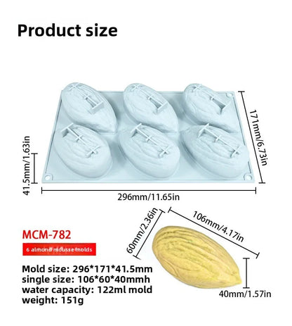 Stampo in Silicone Grande per Mousse di Mandorle/Pistacchi/Pecan/Chicchi di Caffè, Stampo Fai-da-Te per Cioccolato e Gelato, Utensili per Decorazione Torte