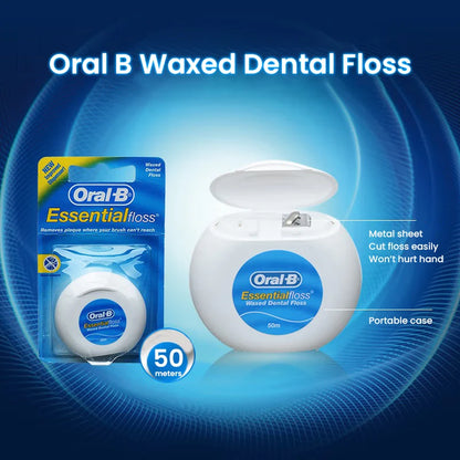 Filo interdentale essenziale Oral-B cerato alla menta, confezione da 50 m