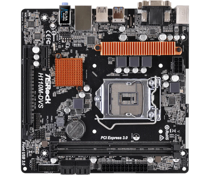 Scheda madre ASROCK H110M-DVS R3.0, socket Intel H110 1151, 2 x DDR4 32GB, formato Micro ATX, compatibile con CPU I5-7500, I5-6500, I3-7100, G4600