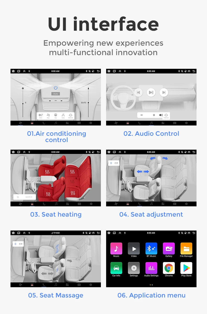 Mekede Sistema Multimediale di Intrattenimento Android da 8,66 Pollici 4GB 64GB con Controllo Touch per Tesla Model 3/Y, Regolazione Sedile, Controllo Climatizzatore, Supporto YouTube Netflix 4G LTE WiFi, Lettore Video Multim