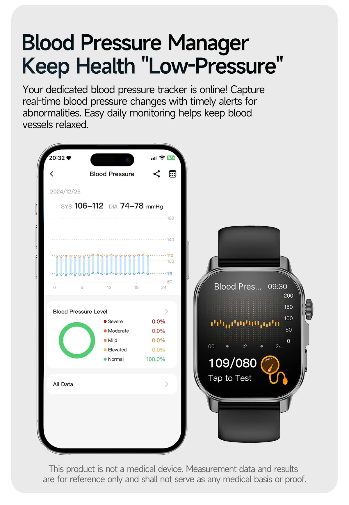 Nuovo Smartwatch per Uomo con Diagnosi ECG Accurata, Misurazione di Pressione Sanguigna, Ossigeno nel Sangue, Grasso nel Sangue, Acido Urico, Temperatura, Chiamate Bluetooth