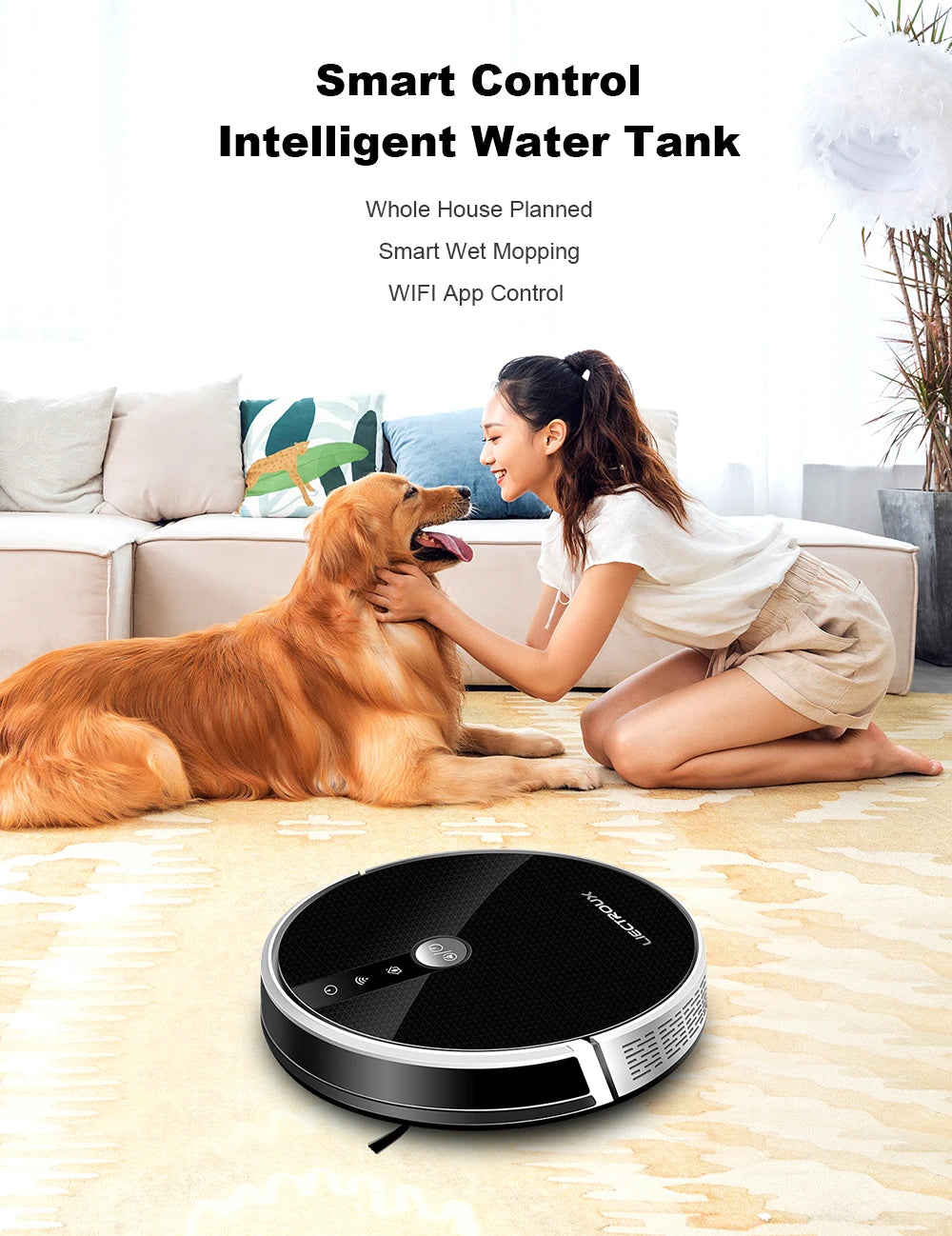 LIECTROUX C30B Robot Aspirapolvere con Navigazione AI, Partizione Intelligente, App WiFi, Aspirazione 6000Pa, Lavaggio a Secco e Umido, Disinfezione