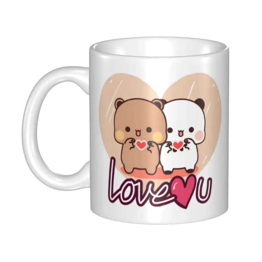 Tazze personalizzate per coppia Bubu Dudu Panda e Brownie Bear Tazza da caffè per tè al latte in ceramica fai-da-te