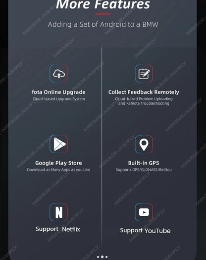 Mekede Android 13, processore a 8 core, 8 GB di RAM, 128 GB di memoria, TV box portatile, CarPlay wireless, Android Auto wireless, navigazione GPS, menu multimediale, equalizzatore, compatibile con BMW ID6, ID7, ID8, ID9, sup