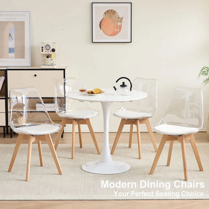 Set di 4 sedie da pranzo trasparenti gambe in legno sedia moderna e confortevole in PU per cucina camera da letto soggiorno mobili da cucina per la casa